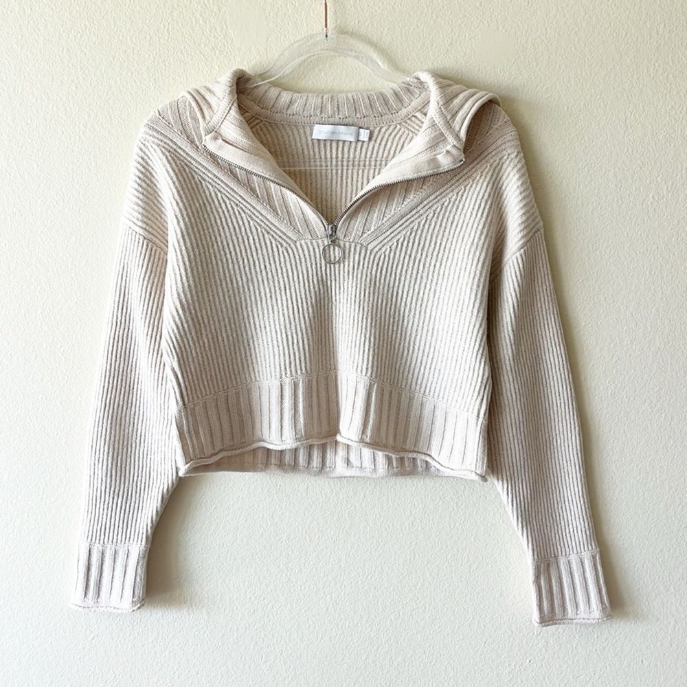 Jonathan Simkhai Lambs Wool And Cashmere Oversized Boxy Collared Cropped Sweater